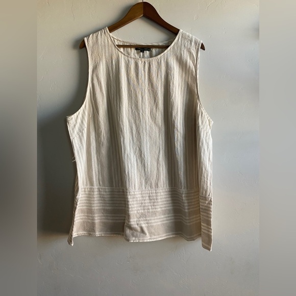 For Cynthia - Beige and White Stripe Linen Top - Picture 1 of 10